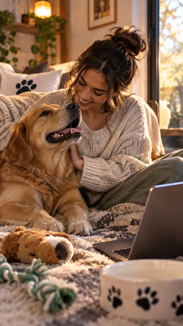 Friendly creator sharing a playful pet care story in a vertical video
